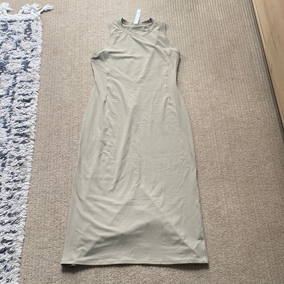 lululemon athletica Dresses & Skirts - Lululemon All Aligned Ribbed Midi Dress, 10, Sheer Oak